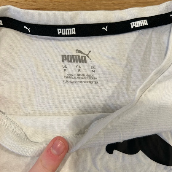 Puma Workout Set with White and Black Cropped Logo Tee with Black Puma Leggings - Picture 5 of 6